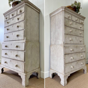 A Stately Antique English Painted Highboy c1790