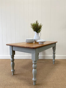 Vintage English Country Painted Pine Dining Harvest Table
