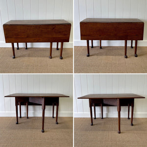 Antique English Country Oak Drop Leaf Table with Drawers c1800
