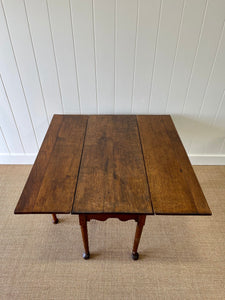 Antique English Country Oak Drop Leaf Table with Drawers c1800