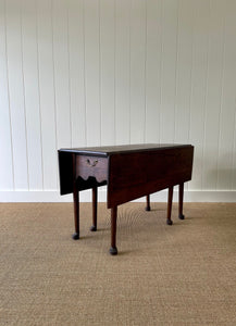 Antique English Country Oak Drop Leaf Table with Drawers c1800