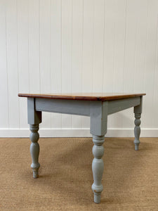 Vintage English Country Painted Pine Dining Harvest Table
