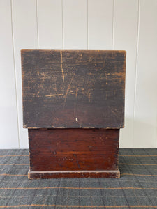 An English Pine Box Chest or Trunk with Old Finish and Beautifully Paper Lined Interior c1890