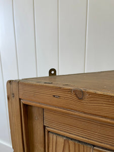 Antique English Country Pine Hanging Corner Cupboard c1850