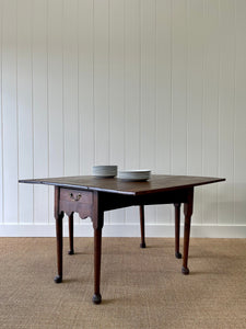 Antique English Country Oak Drop Leaf Table with Drawers c1800