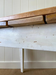 An English Country Pine Painted Draw Leaf Dining Table c1890