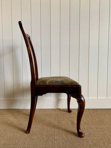 A Beautiful English Mahogany Queen Anne Style Needlepoint Side Chair c1850