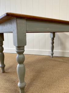 Vintage English Country Painted Pine Dining Harvest Table