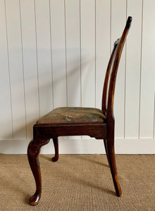 A Beautiful English Mahogany Queen Anne Style Needlepoint Side Chair c1850