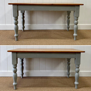 Vintage English Country Painted Pine Dining Harvest Table