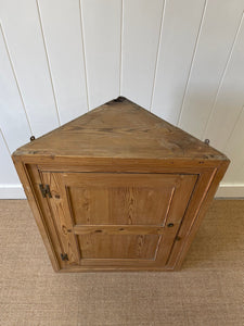 Antique English Country Pine Hanging Corner Cupboard c1850