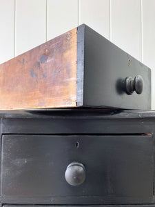 An Antique English Ebonized Black Chest of Drawers Dresser c1890