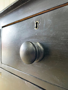 An Antique English Ebonized Black Chest of Drawers Dresser c1890