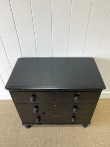 An Antique English Ebonized Black Chest of Drawers Dresser c1890