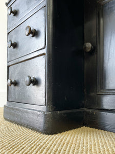 An Ebonized English Country Pine Buffet Sideboard c1860