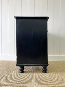 An Antique English Ebonized Black Chest of Drawers Dresser c1890