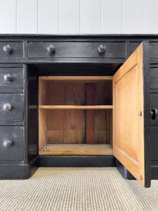 An Ebonized English Country Pine Buffet Sideboard c1860