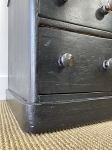 An Ebonized English Country Pine Buffet Sideboard c1860