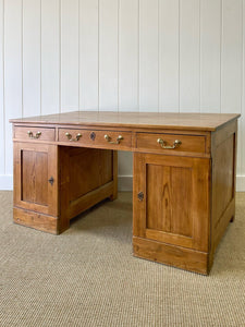 Magnificent Antique English Pine Pedestal Desk c1890