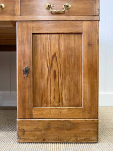 Magnificent Antique English Pine Pedestal Desk c1890