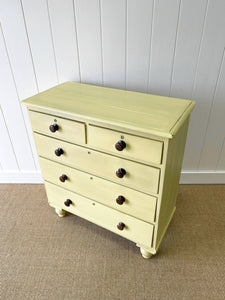 An Antique English Dark Butter Yellow Chest of Drawers Dresser c1850