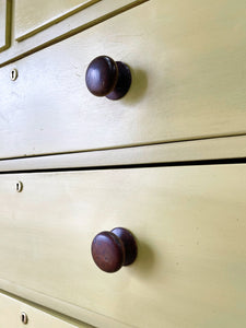 An Antique English Dark Butter Yellow Chest of Drawers Dresser c1850