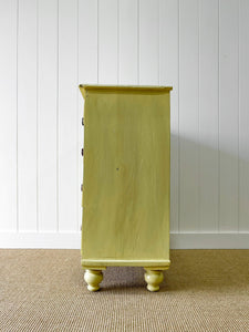 An Antique English Dark Butter Yellow Chest of Drawers Dresser c1850