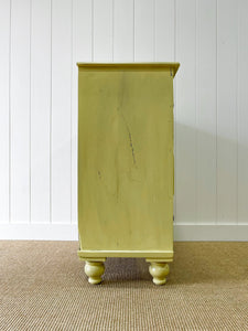 An Antique English Dark Butter Yellow Chest of Drawers Dresser c1850