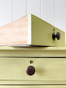 An Antique English Dark Butter Yellow Chest of Drawers Dresser c1850