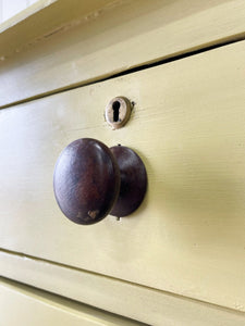 An Antique English Dark Butter Yellow Chest of Drawers Dresser c1850